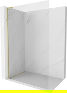 Mexen Kioto-X L Walk-in Shower Wall 80 x 200 cm, Transparent 10 mm, Brushed Gold - 800-080-107-55-00-X