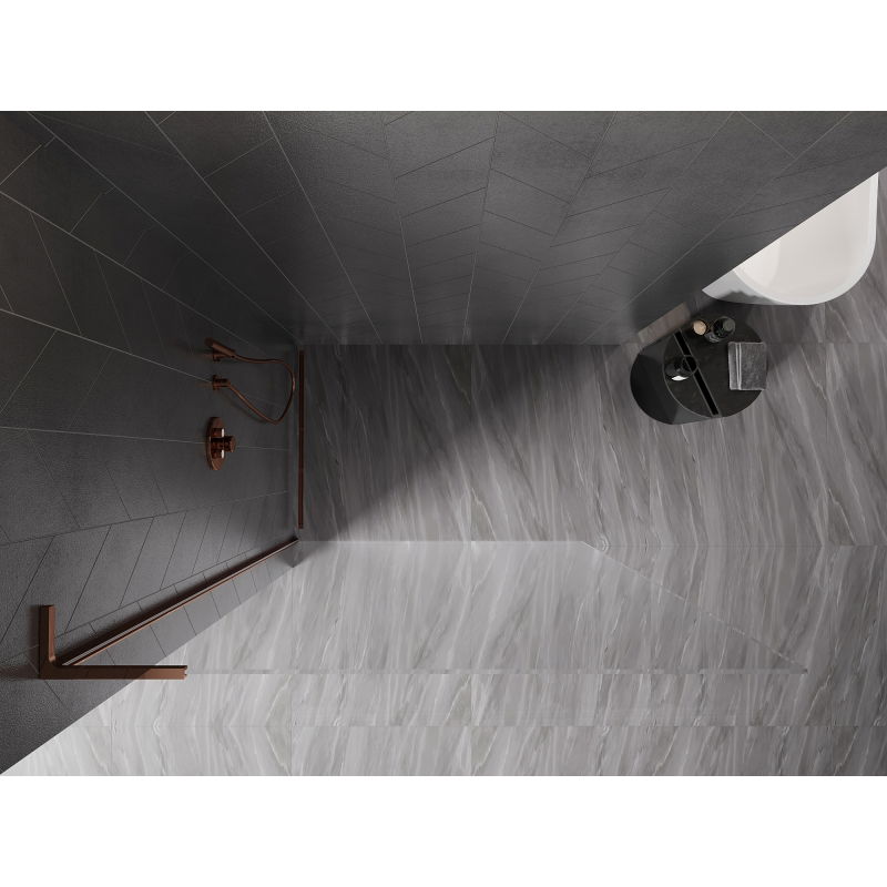 Mexen Kioto-X L Shower Wall Walk-in 70 x 200 cm, Transparent 10 mm, Rose Gold - 800-070-107-60-00-X