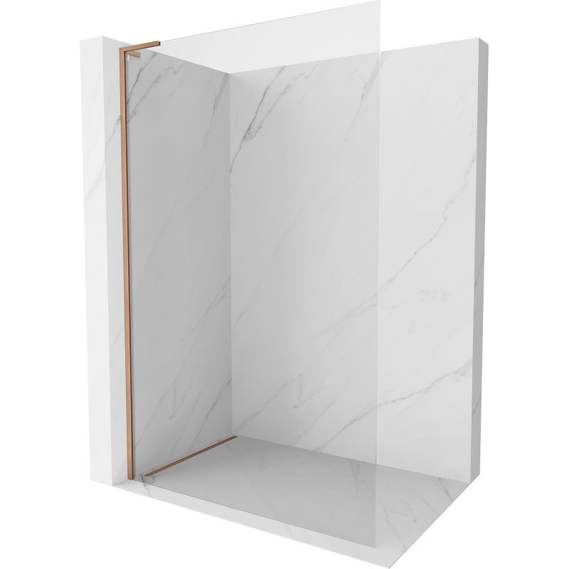 Mexen Kioto-X L Shower Screen Walk-in 80 x 200 cm, Transparent 10 mm, Brushed Copper - 800-080-107-65-00-X