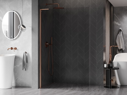 Mexen Kioto-X L Shower Screen Walk-in 90 x 200 cm, transparent 10 mm, brushed copper - 800-090-107-65-00-X