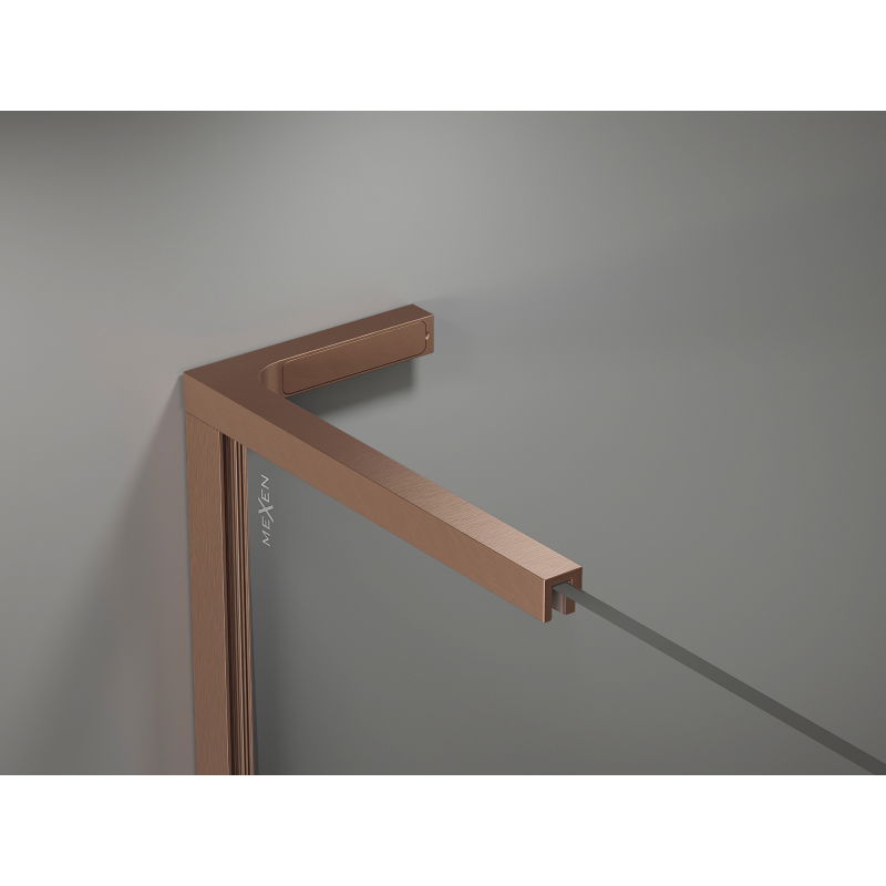 Mexen Kioto-X L Shower Panel Walk-in 90 x 200 cm, Transparent 10 mm, Brushed Copper - 800-090-107-65-00-X