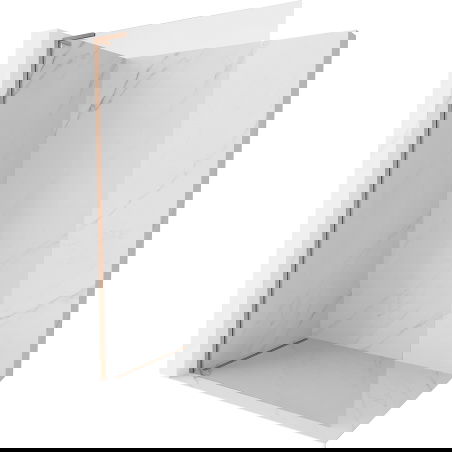 Mexen Kioto-X L Shower Wall Walk-in 100 x 200 cm, transparent 10 mm, brushed copper - 800-100-107-65-00-X