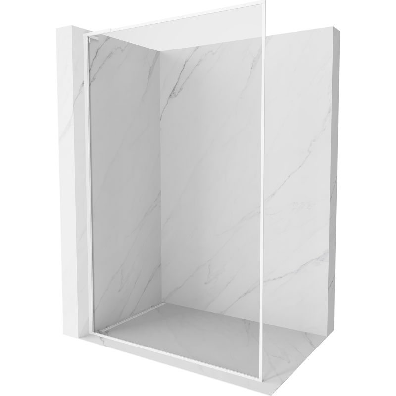 Mexen Kioto-XF L Walk-in Shower Panel with Frame 80 x 202 cm, Transparent 10 mm, White - 800-080-174-20-00-XF