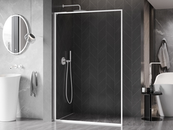 Mexen Kioto-XF L Walk-in Shower Screen with Frame 80 x 202 cm, Transparent 10 mm, White - 800-080-174-20-00-XF