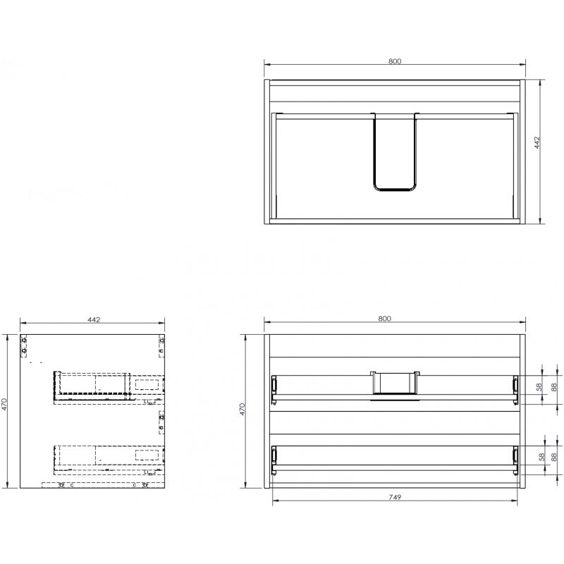 Mexen Box-A cabinet base for a washbasin 80 cm, 2 drawers, walnut - 91AX0-0800-470-2-86
