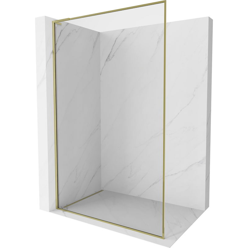 Mexen Kioto-XF L Walk-in Shower Screen with Frame 110 x 202 cm, Clear 10 mm, Gold - 800-110-174-50-00-XF