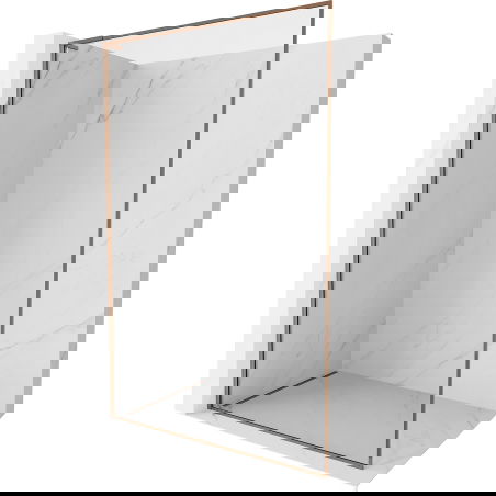 Mexen Kioto-XF L Walk-in Shower Screen with Frame 110 x 202 cm, Transparent 10 mm, Rose Gold - 800-110-174-60-00-XF