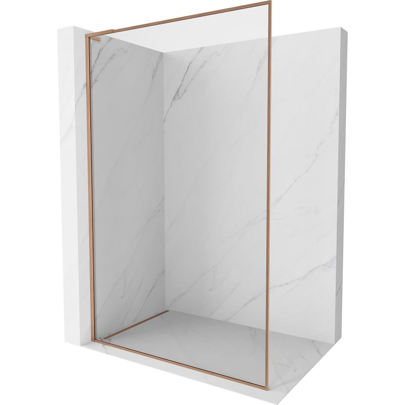 Mexen Kioto-XF L Shower Screen Walk-in with Frame 110 x 202 cm, Transparent 10 mm, Brushed Copper - 800-110-174-65-00-XF