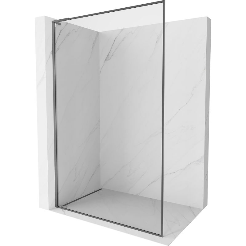 Mexen Kioto-XF L Walk-in Shower Wall with Frame 110 x 202 cm, Transparent 10 mm, Gun Metal - 800-110-174-95-00-XF