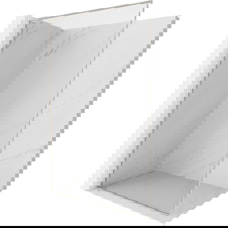 Mexen Kioto-XF L Walk-in Shower Screen with Frame 50 x 202 cm, Transparent 10 mm, Brushed Nickel - 800-050-174-97-00-XF