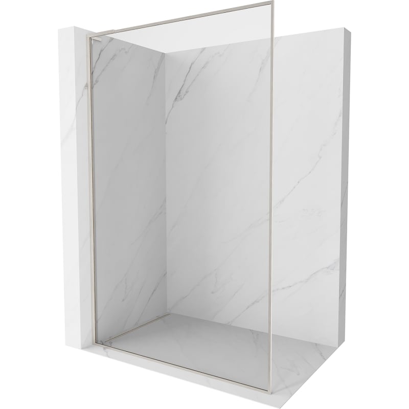 Mexen Kioto-XF L shower wall Walk-in with frame 80 x 202 cm, transparent 10 mm, brushed nickel - 800-080-174-97-00-XF