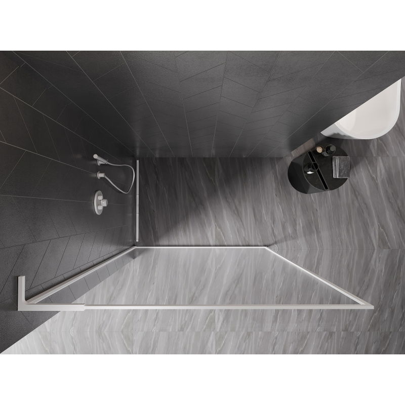 Mexen Kioto-F L Walk-in Shower Wall with Frame 60 x 202 cm, Transparent 8 mm, White - 800-060-174-20-00
