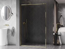 Mexen Kioto-F L Walk-in Shower Screen with Frame 70 x 202 cm, Transparent 8 mm, Gold - 800-070-174-50-00