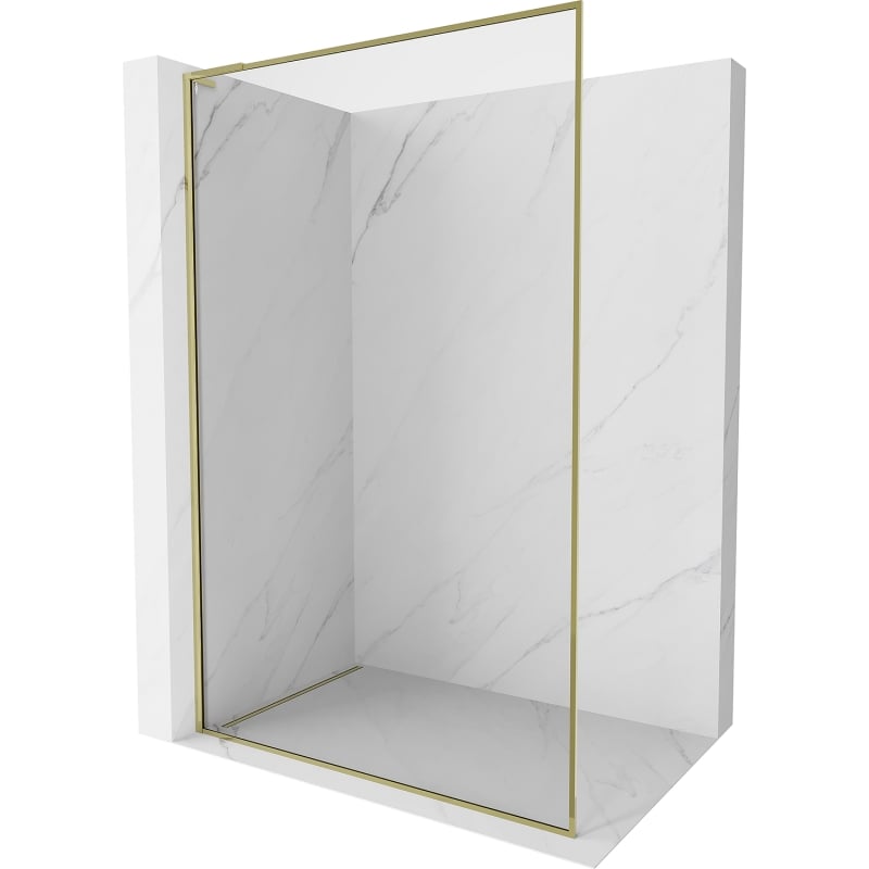 Mexen Kioto-F L Walk-in Shower Screen with Frame 85 x 202 cm, Transparent 8 mm, Gold - 800-085-174-50-00