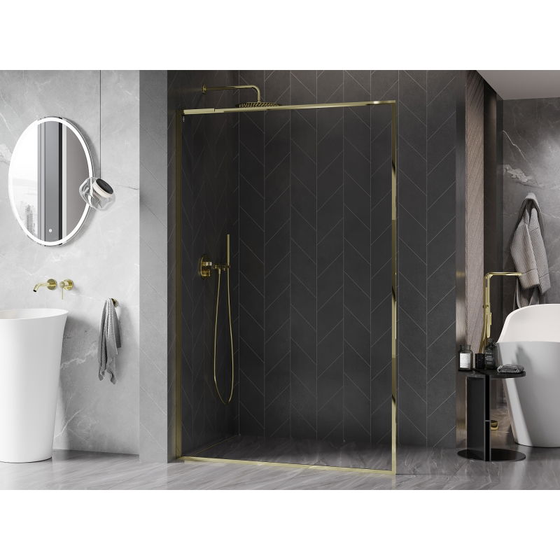 Mexen Kioto-F L Walk-in Shower Screen with Frame 95 x 202 cm, Transparent 8 mm, Gold - 800-095-174-50-00
