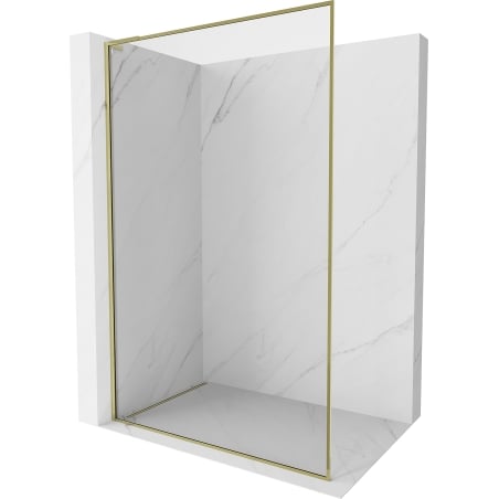 Mexen Kioto-F L Walk-in Shower Wall with Frame 100 x 202 cm, Transparent 8 mm, Gold - 800-100-174-50-00