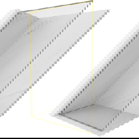 Mexen Kioto-F L Walk-in shower wall with frame 110 x 202 cm, transparent 8 mm, gold - 800-110-174-50-00