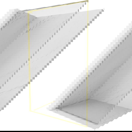 Mexen Kioto-F L shower wall Walk-in with frame 70 x 202 cm, transparent 8 mm, brushed gold - 800-070-174-55-00