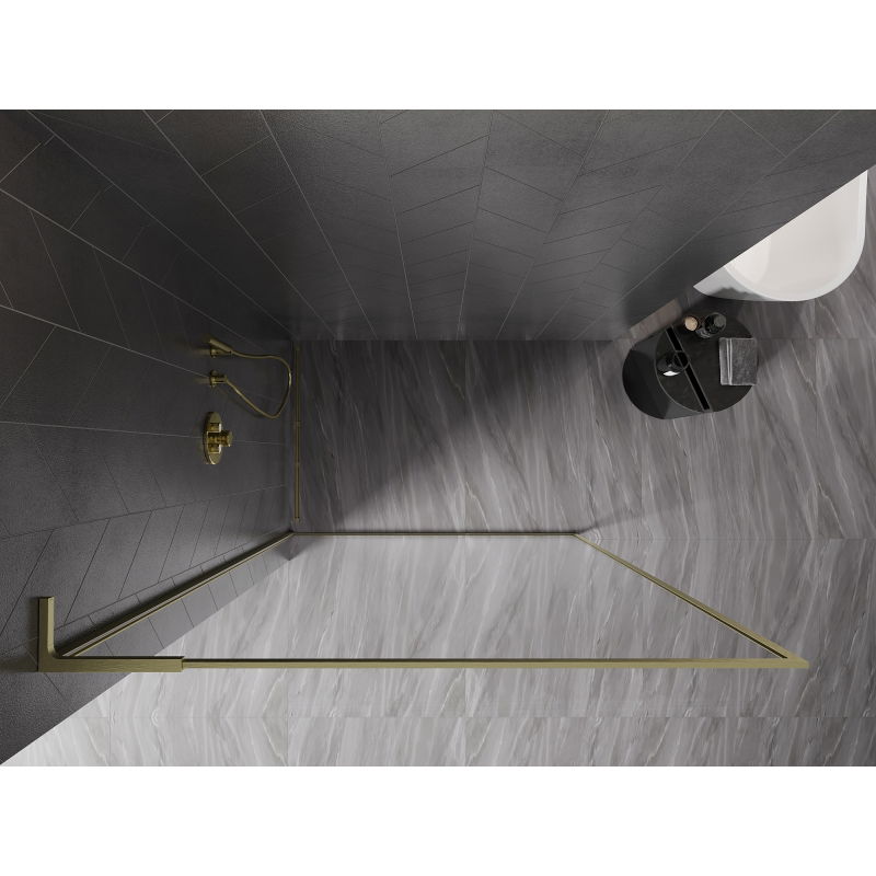 Mexen Kioto-F L shower wall Walk-in with frame 70 x 202 cm, transparent 8 mm, brushed gold - 800-070-174-55-00