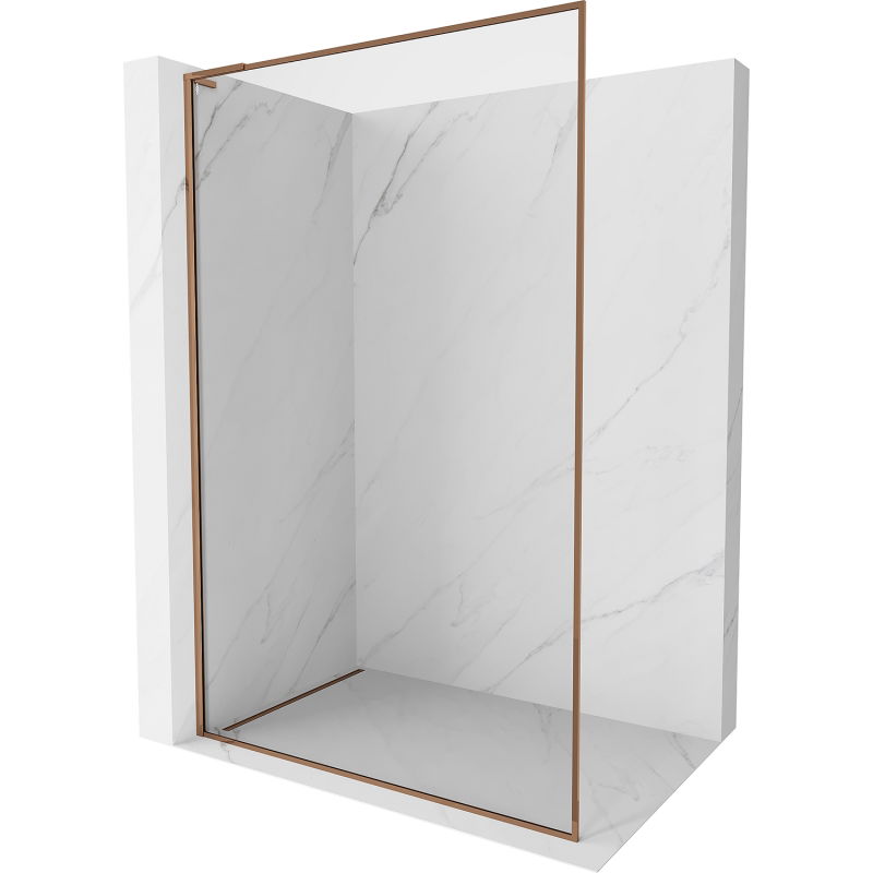 Mexen Kioto-F L Walk-in Shower Wall with Frame 60 x 202 cm, Transparent 8 mm, Rose Gold - 800-060-174-60-00
