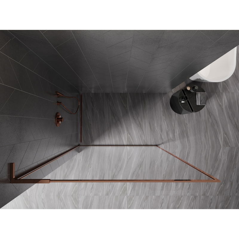 Mexen Kioto-F L Walk-in Shower Wall with Frame 85 x 202 cm, Transparent 8 mm, Rose Gold - 800-085-174-60-00
