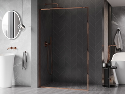 Mexen Kioto-F L Walk-in Shower Wall with Frame 90 x 202 cm, Transparent 8 mm, Rose Gold - 800-090-174-60-00