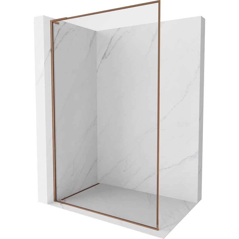 Mexen Kioto-F L Walk-in Shower Screen with Frame 95 x 202 cm, Transparent 8 mm, Rose Gold - 800-095-174-60-00