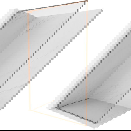 Mexen Kioto-F L Walk-in Shower Screen with Frame 70 x 202 cm, Transparent 8 mm, Brushed Copper - 800-070-174-65-00