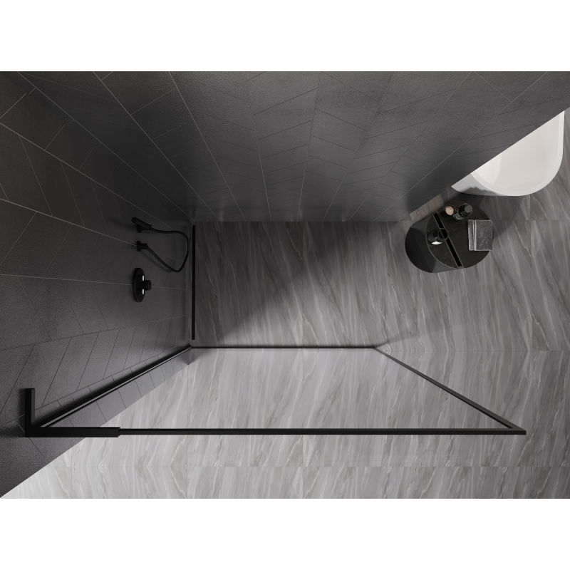 Mexen Kioto-F L shower wall Walk-in with frame 60 x 202 cm, transparent 8 mm, black - 800-060-174-70-00