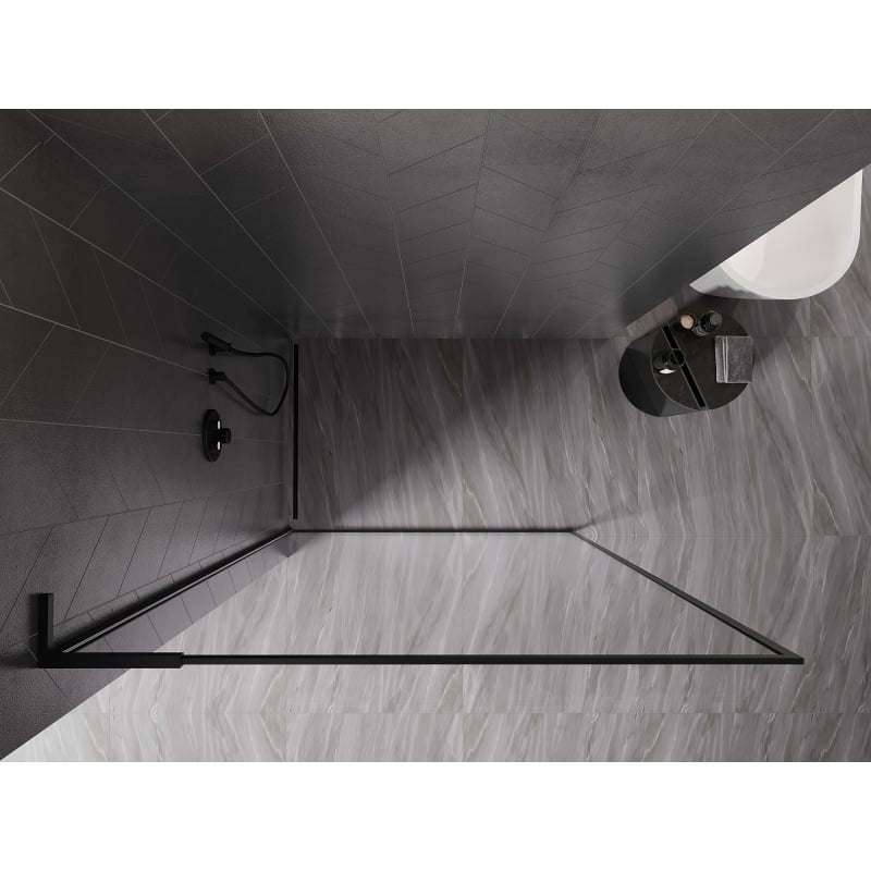 Mexen Kioto-F L Shower Wall Walk-in with Frame 100 x 202 cm, Transparent 8 mm, Black - 800-100-174-70-00
