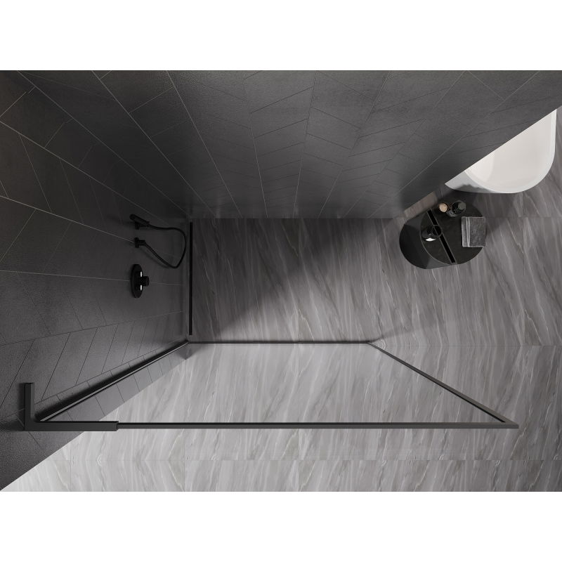 Mexen Kioto-F L Shower Wall Walk-in with Frame 115 x 202 cm, Transparent 8 mm, Gun Metal - 800-115-174-95-00