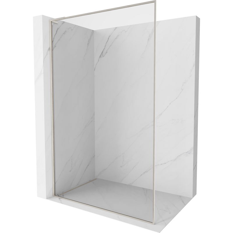 Mexen Kioto-F L Walk-in Shower Screen with Frame 65 x 202 cm, Transparent 8 mm, Brushed Nickel - 800-065-174-97-00