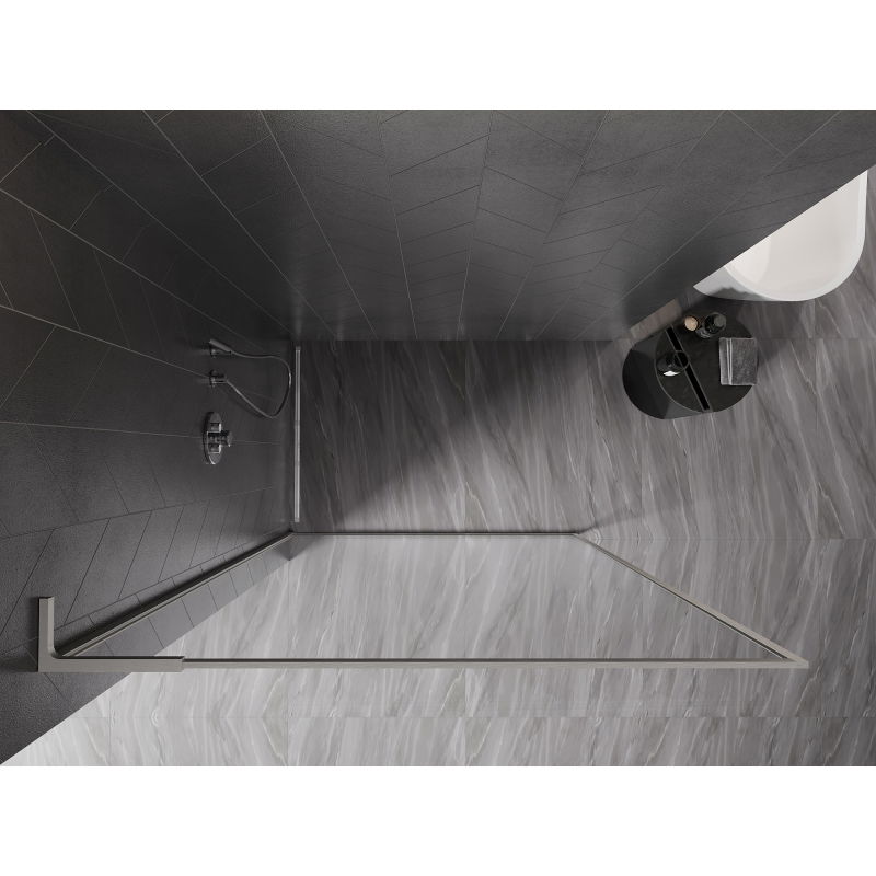 Mexen Kioto-F L Walk-in Shower Wall with Frame 80 x 202 cm, Transparent 8 mm, Brushed Nickel - 800-080-174-97-00