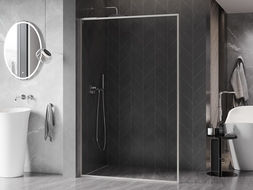 Mexen Kioto-F L Walk-In Shower Screen with Frame 105 x 202 cm, Transparent 8 mm, Brushed Nickel - 800-105-174-97-00