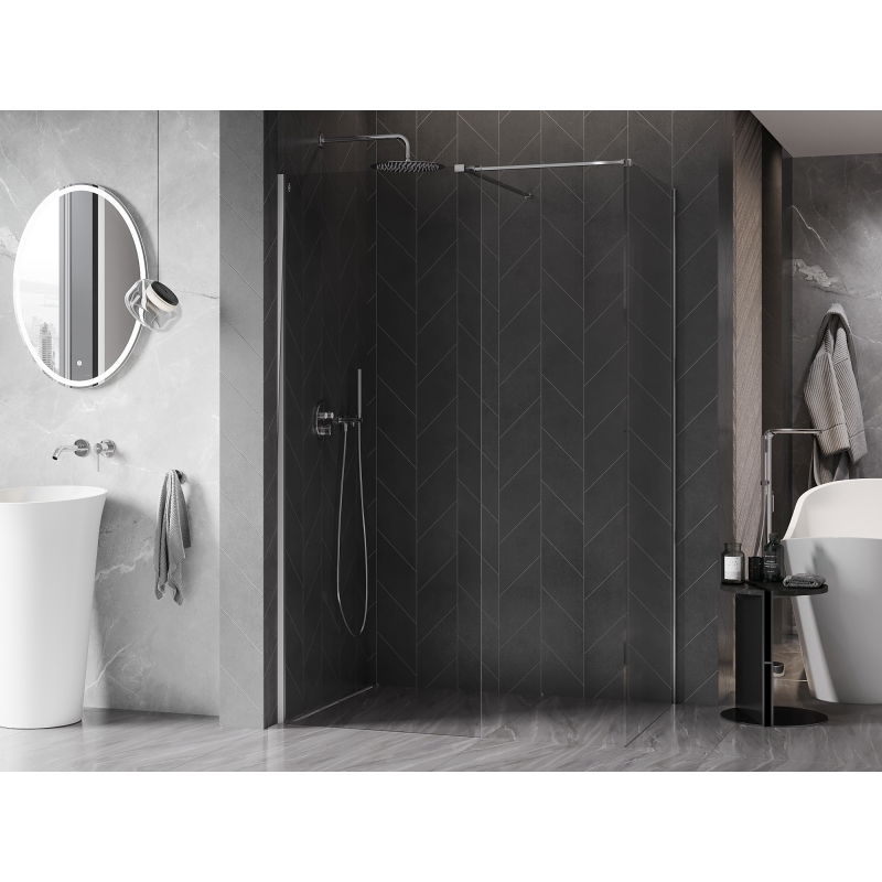 Mexen Kioto-X Walk-in Shower Wall 160 x 90 cm, Transparent 10 mm, Chrome - 800-160-202-01-00-090-X