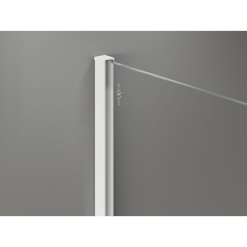 Mexen Kioto-X Walk-in Shower Wall 160 x 80 cm, Transparent 10 mm, White - 800-160-202-20-00-080-X