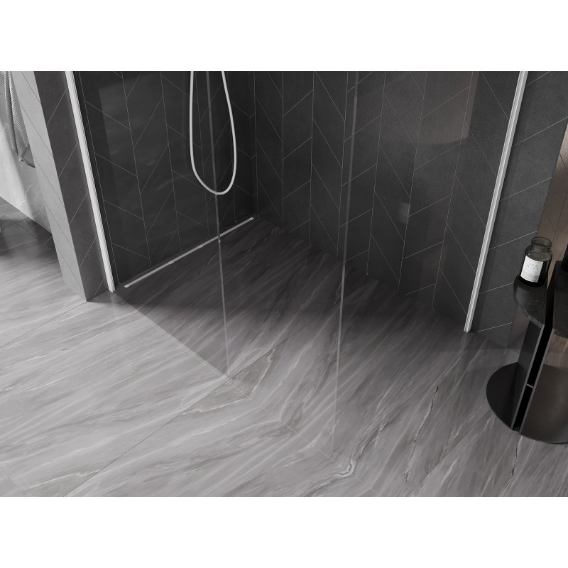 Mexen Kioto-X Walk-in Shower Screen 130 x 110 cm, Transparent 10 mm, White - 800-130-202-20-00-110-X