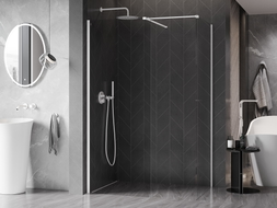 Mexen Kioto-X Walk-in Shower Screen 130 x 110 cm, Transparent 10 mm, White - 800-130-202-20-00-110-X