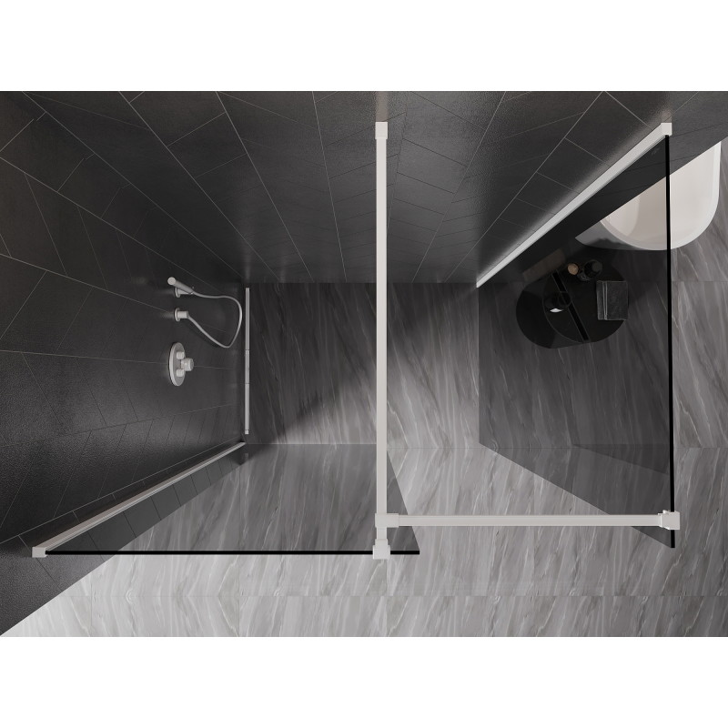 Mexen Kioto-X Walk-in Shower Screen 130 x 110 cm, Transparent 10 mm, White - 800-130-202-20-00-110-X
