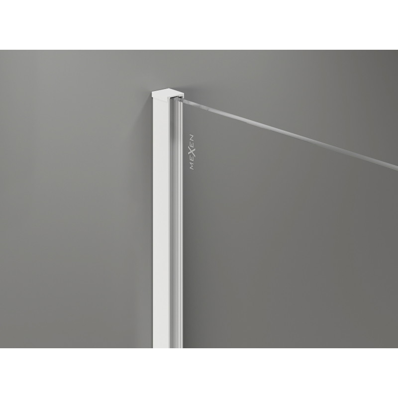 Mexen Kioto-X Walk-in Shower Screen 130 x 110 cm, Transparent 10 mm, White - 800-130-202-20-00-110-X