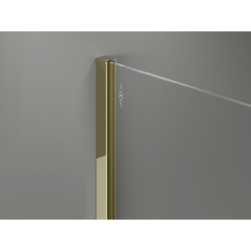 Mexen Kioto-X Walk-In Shower Wall 130 x 70 cm, Transparent 10 mm, Gold - 800-130-202-50-00-070-X