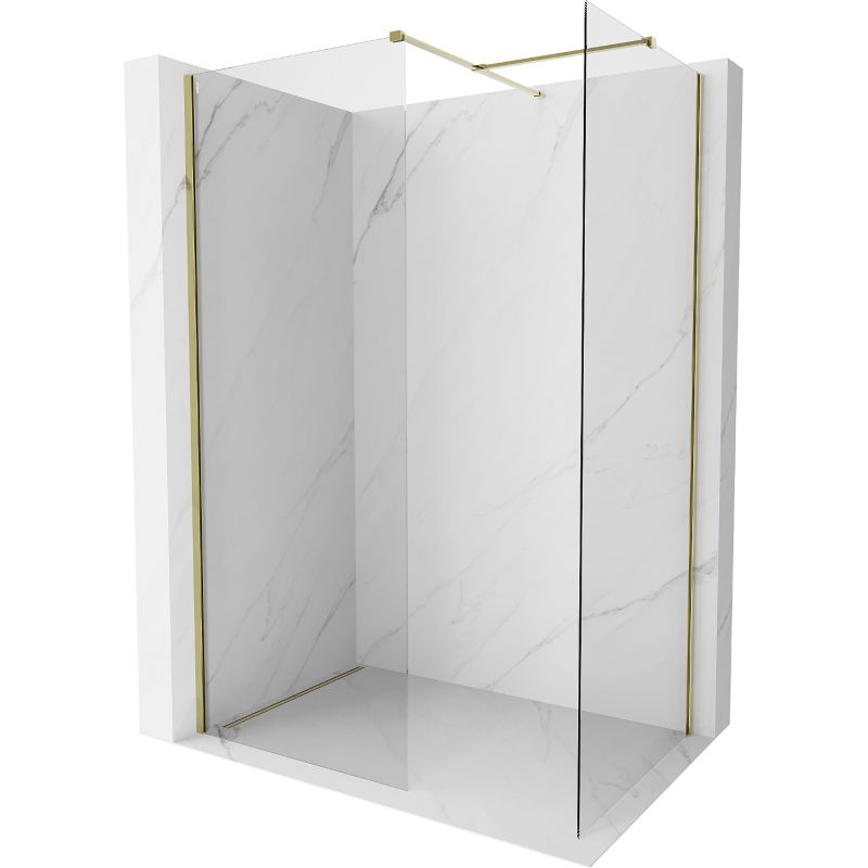 Mexen Kioto-X Walk-in Shower Wall 150 x 100 cm, Transparent 10 mm, Gold - 800-150-202-50-00-100-X
