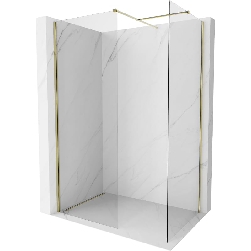 Mexen Kioto-X Walk-in Shower Wall 140 x 110 cm, Transparent 10 mm, Gold - 800-140-202-50-00-110-X