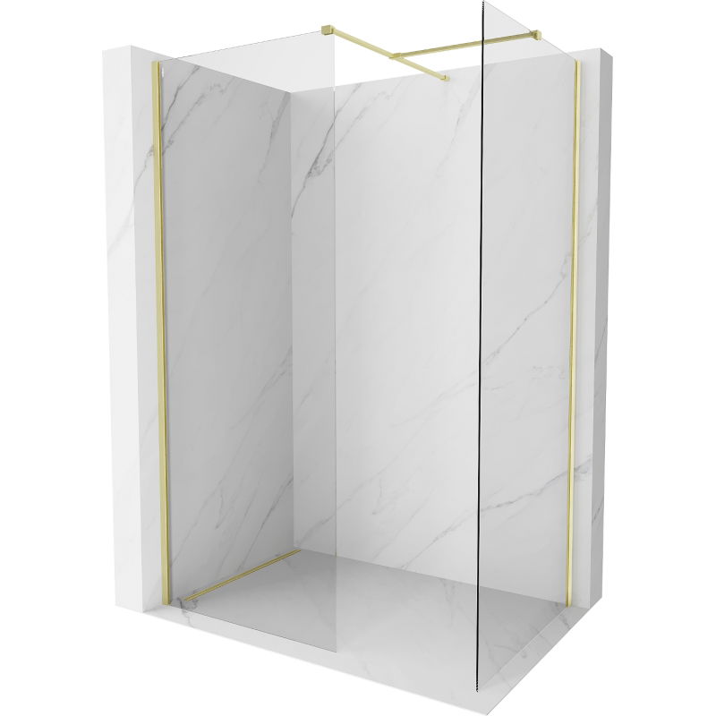 Mexen Kioto-X Shower Wall Walk-in 120 x 90 cm, Transparent 10 mm, Brushed Gold - 800-120-202-55-00-090-X