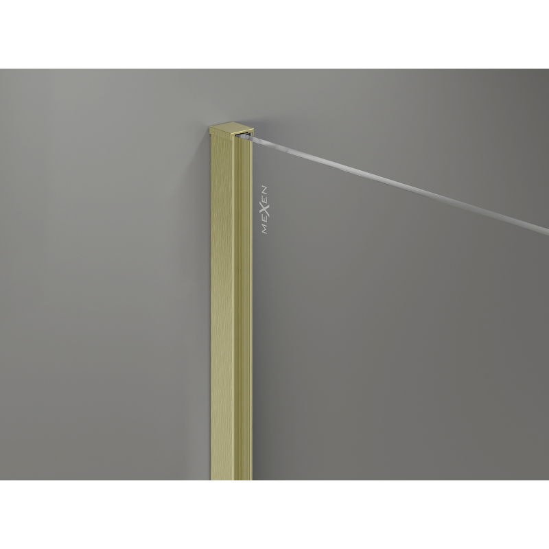 Mexen Kioto-X Walk-in Shower Wall 130 x 100 cm, Transparent 10 mm, Brushed Gold - 800-130-202-55-00-100-X