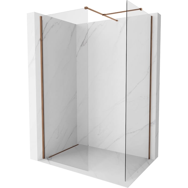 Mexen Kioto-X shower wall Walk-in 80 x 70 cm, transparent 10 mm, rose gold - 800-080-202-60-00-070-X