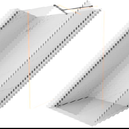 Mexen Kioto-X Walk-in Shower Wall 150 x 70 cm, Transparent 10 mm, Pink Gold - 800-150-202-60-00-070-X