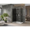 Mexen Omega extendable shower cubicle 140 x 80 cm, Graphite, Chrome + shower tray Flat, bialy - 825-140-080-01-40-4010