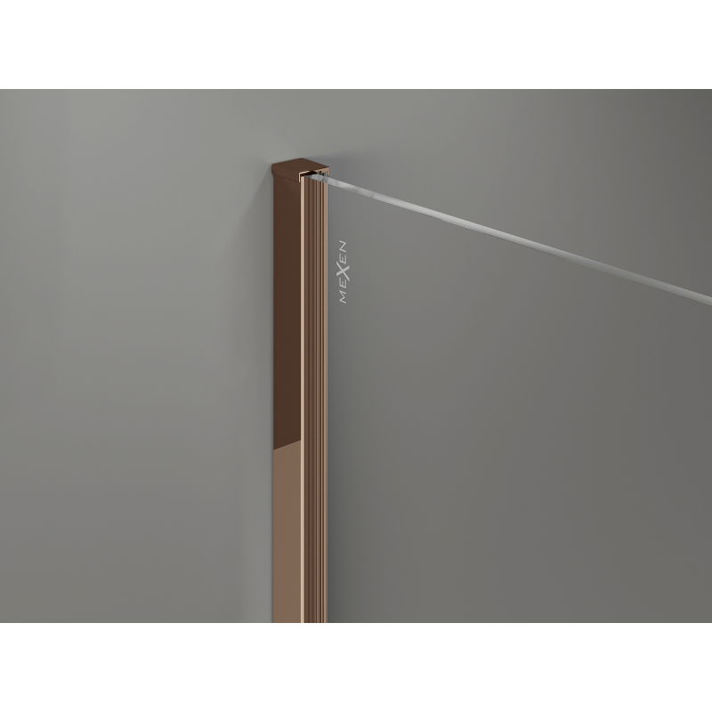 Mexen Kioto-X Walk-in Shower Wall 150 x 70 cm, Transparent 10 mm, Pink Gold - 800-150-202-60-00-070-X