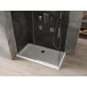 Mexen Omega extendable shower cubicle 140 x 80 cm, Graphite, Chrome + shower tray Flat, bialy - 825-140-080-01-40-4010